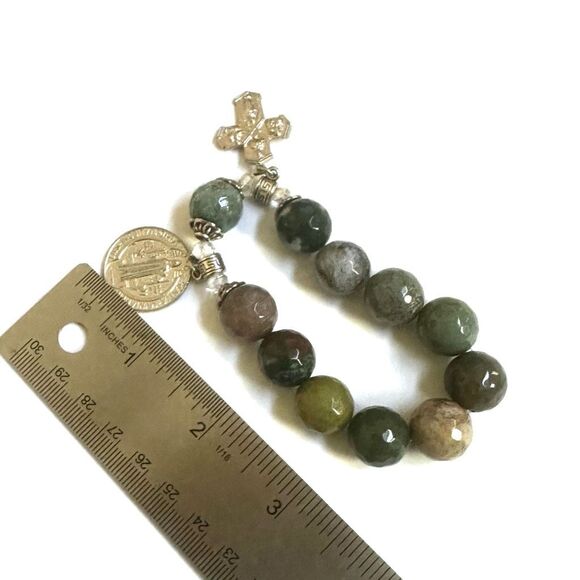 Ocean Jasper cross charm bracelet - Picture 7 of 7